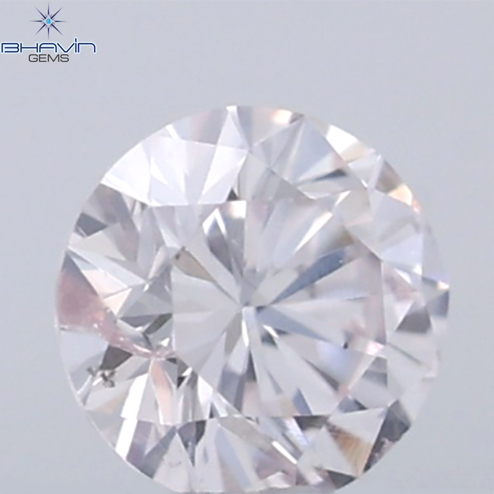 0.18 CT ラウンド ローズ カット シェイプ 天然ダイヤモンド ピンク色 I2 クラリティ (3.86 MM)