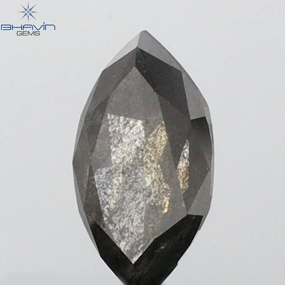 0.48 CT マーキスシェイプ 天然ルースダイヤモンド ソルトアンドペッパーカラー I3 クラリティ (6.90 MM)
