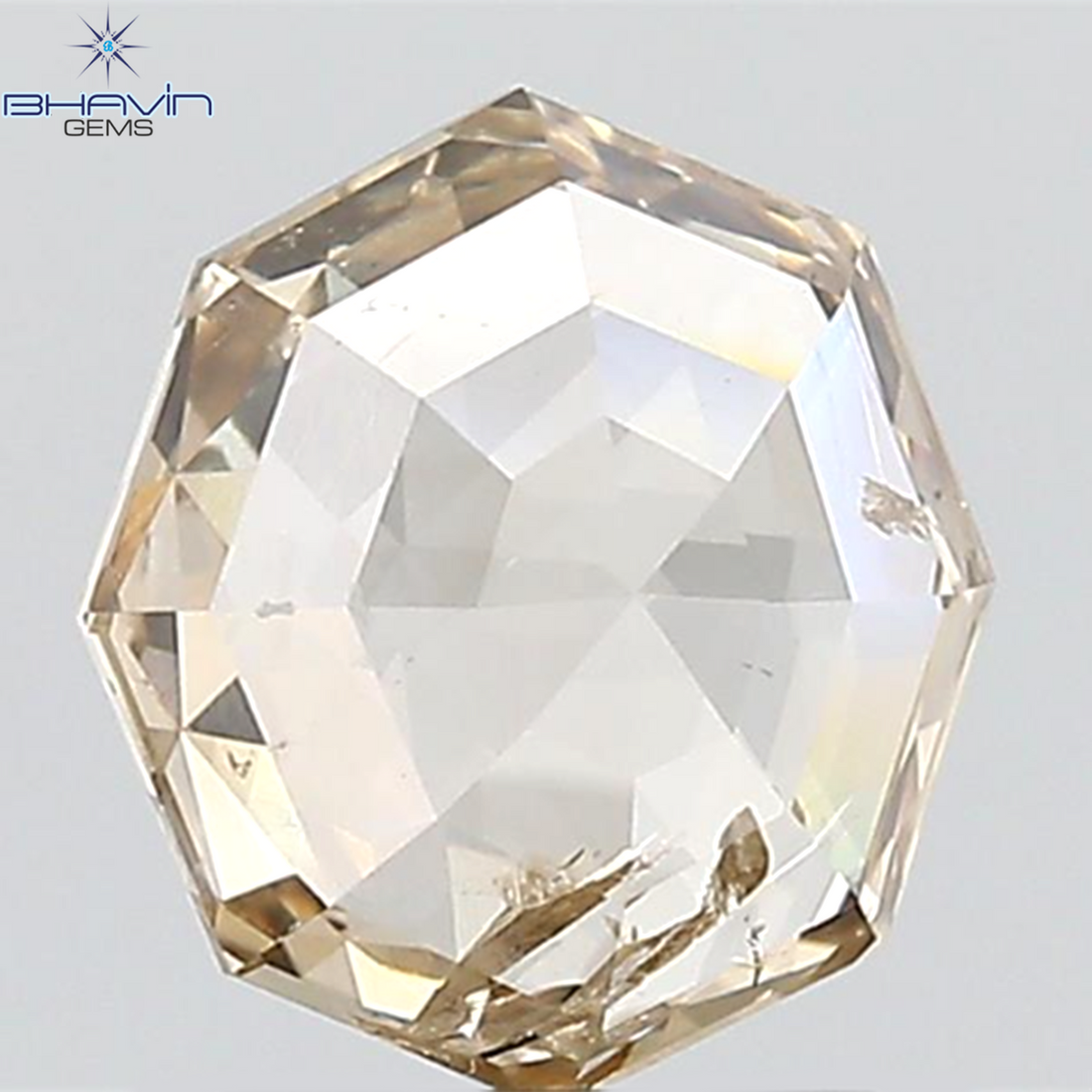 2.07 CT 八角形 天然ルースダイヤモンド ブラウンカラー SI2 クラリティ (8.30 MM)