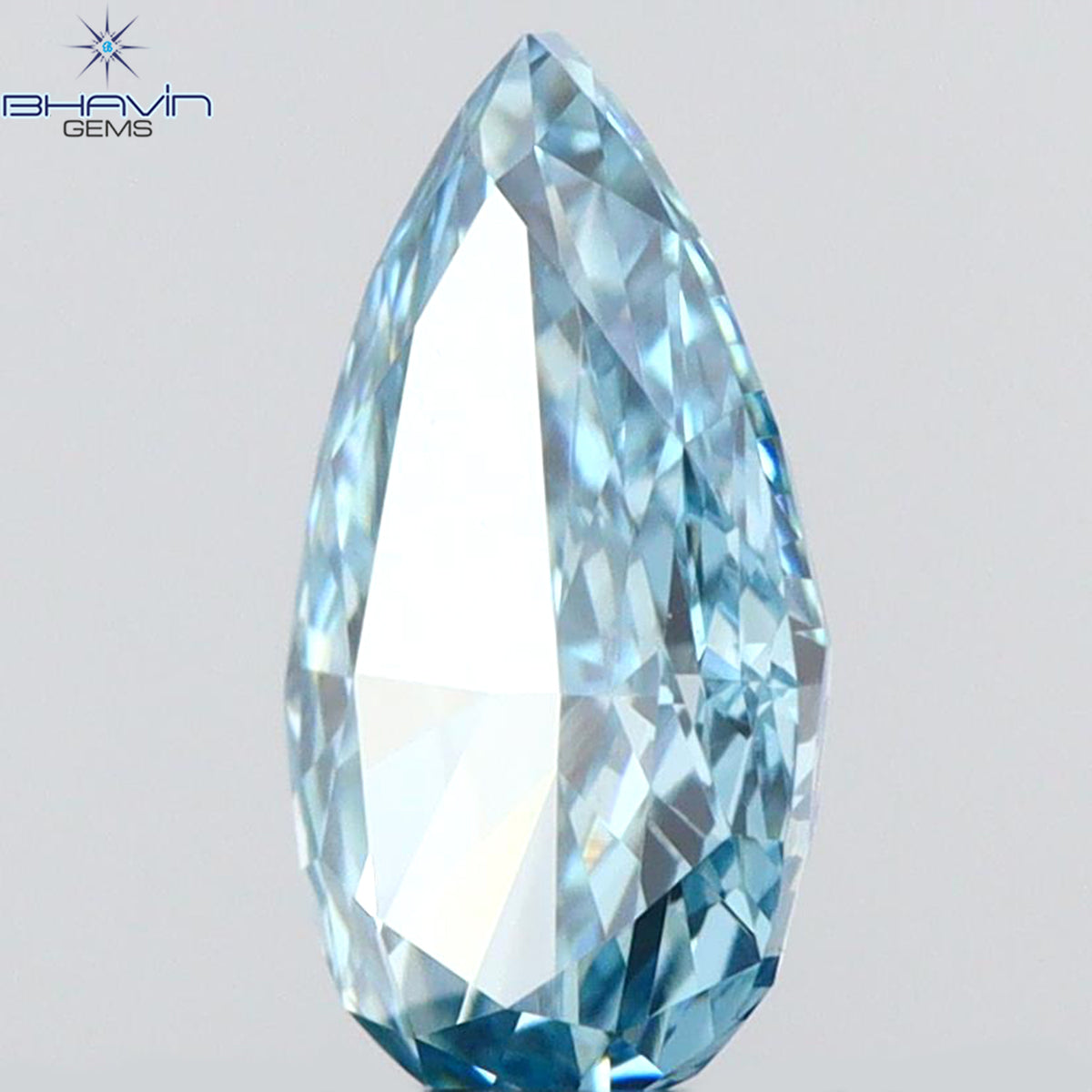 0.41 CT Natural Pear Diamond Enhanced Intense Blue Color Clarity VS1 (6.56 MM)