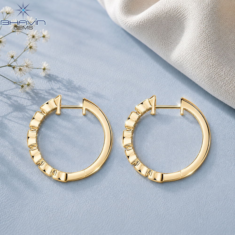 Bezel Diamond Hoop Earrings