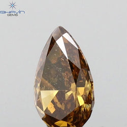 0.27 CT Pear Shape Natural Diamond Orange Color VS1 Clarity (5.46 MM)