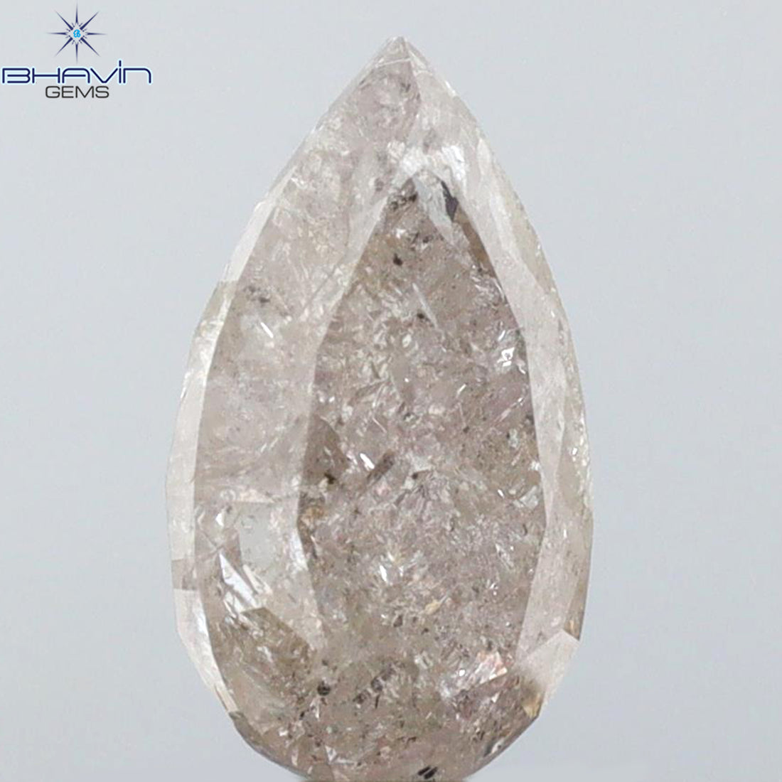 0.39 CT ペアシェイプ ナチュラル ルース ダイヤモンド ソルト アンド ペッパー カラー I3 クラリティ (5.27 MM)
