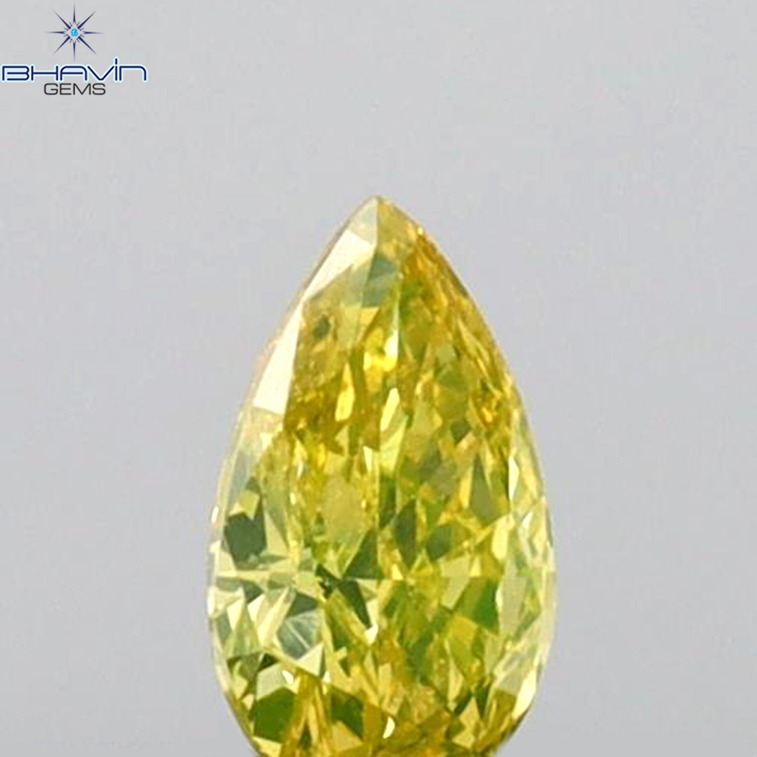 0.12 CT ペアシェイプ 天然ダイヤモンド グリーン（パロット）カラー VS1 クラリティ（4.36 MM）