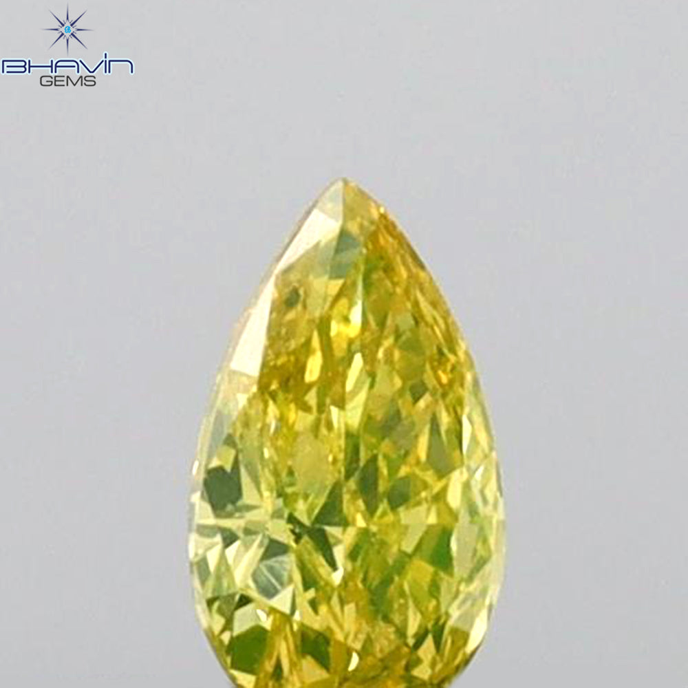 0.12 CT Pear Shape Natural Diamond Green (Parrot) Color VS1 Clarity (4.36 MM)