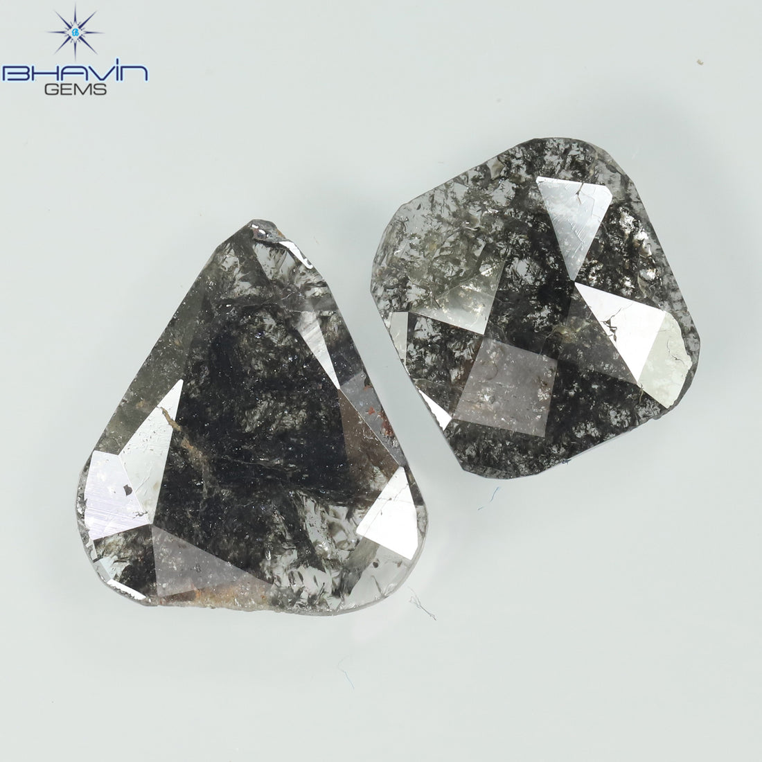 1.75 CT/5 ピース スライス形状 天然ダイヤモンド ソルト アンド ペッパー カラー I3 クラリティ (10.45 MM)