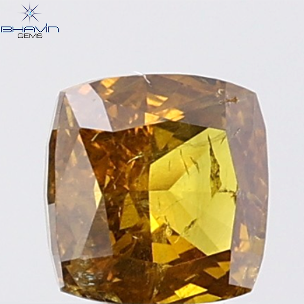 0.81 CT Cushion Diamond Natural Brown Orange Color I2 Clarity (5.13 MM)