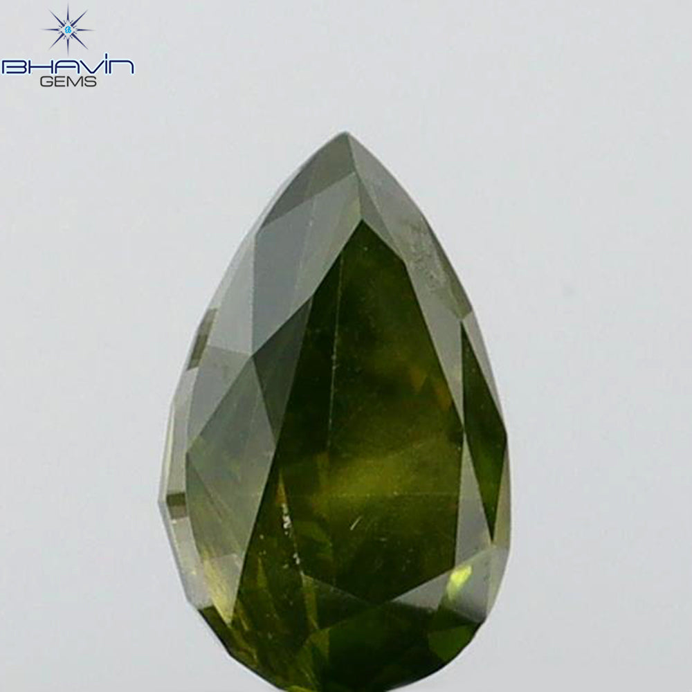 0.34 CT Pear Shape Natural Diamond Green Color SI2 Clarity (5.40 MM)