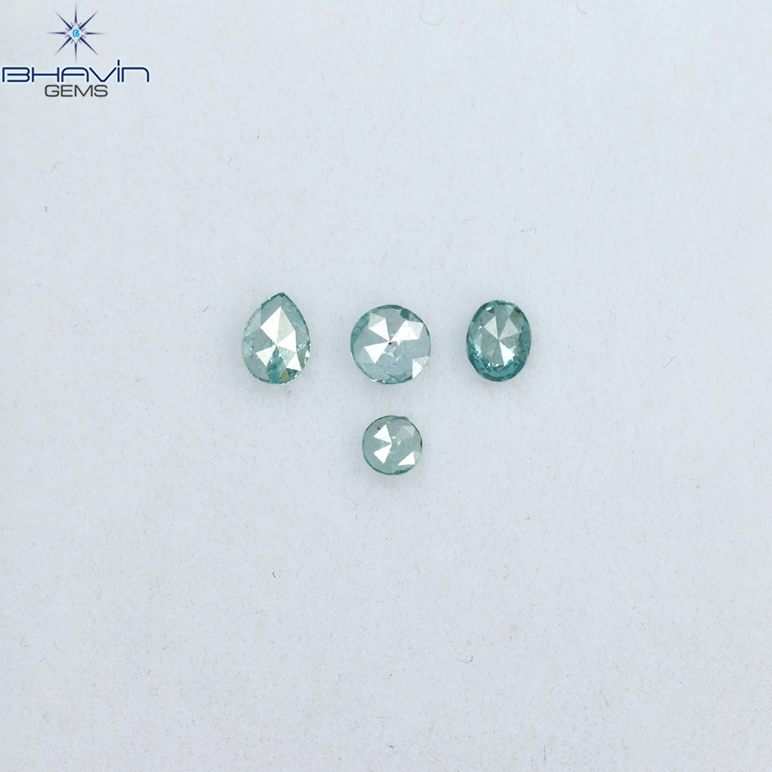 0.29 CT/4 Pcs Mix Shape Natural Diamond Blue Color I1 Clarity (3.60 MM)