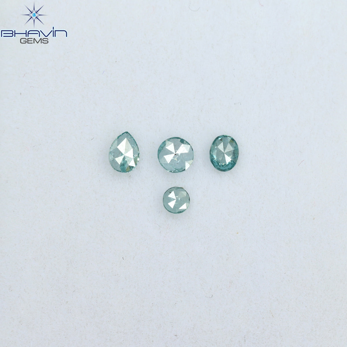0.29 CT/4 Pcs Mix Shape Natural Diamond Blue Color I1 Clarity (3.60 MM)