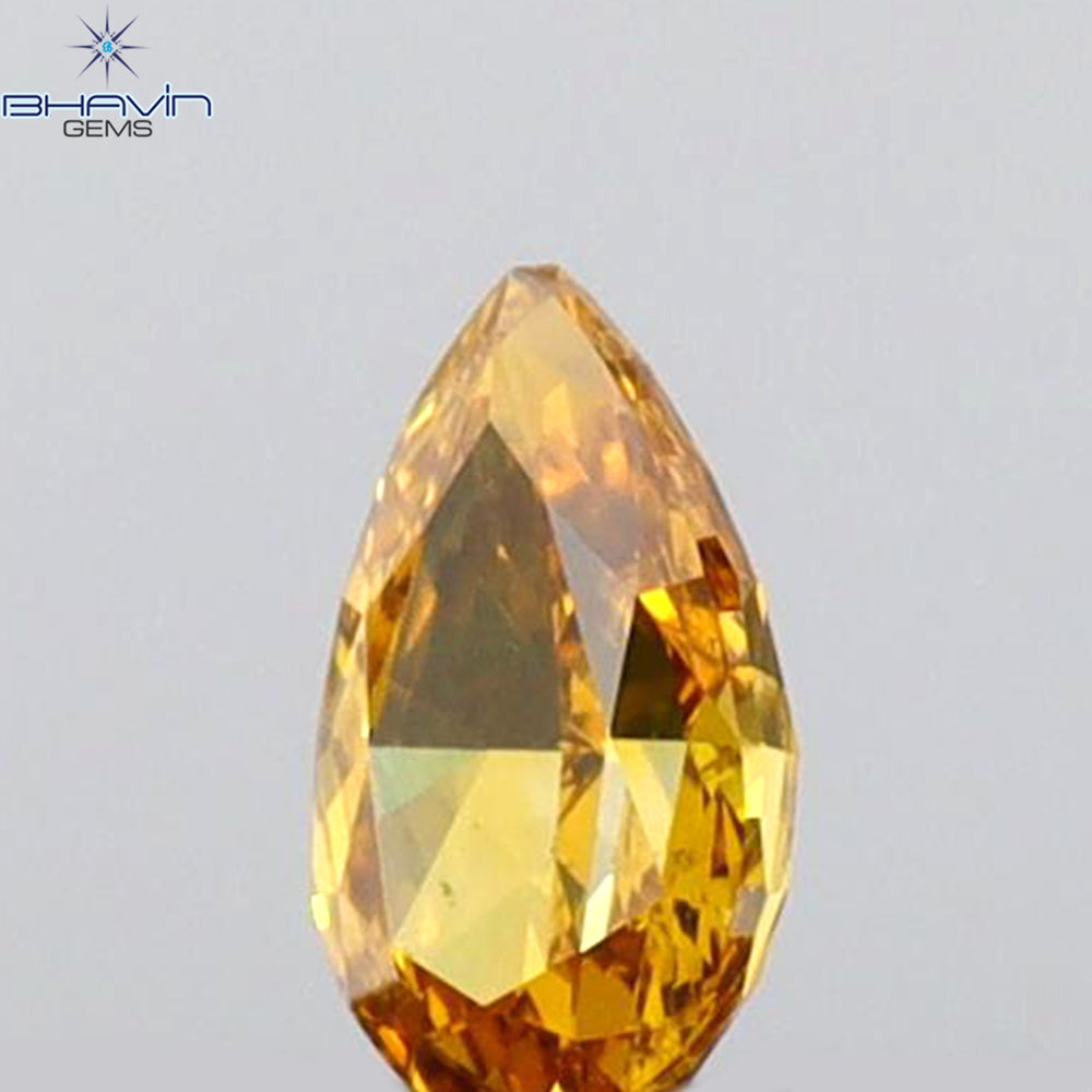 0.17 CT Pear Shape Natural Diamond Orange Color VS1 Clarity (4.52 MM)