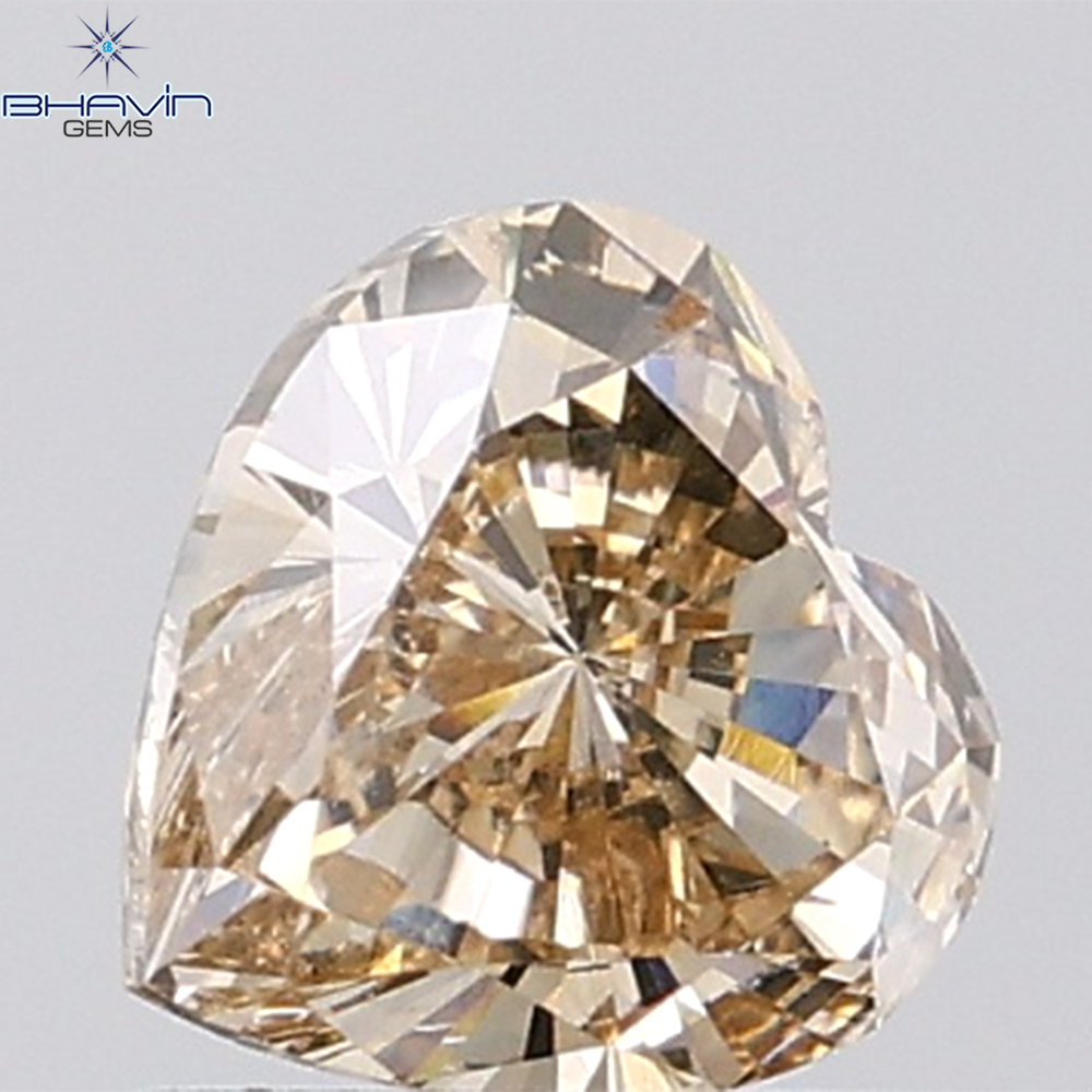 1.00 CT Heart Diamond Natural Brown Color VS2 Clarity (6.27 MM)