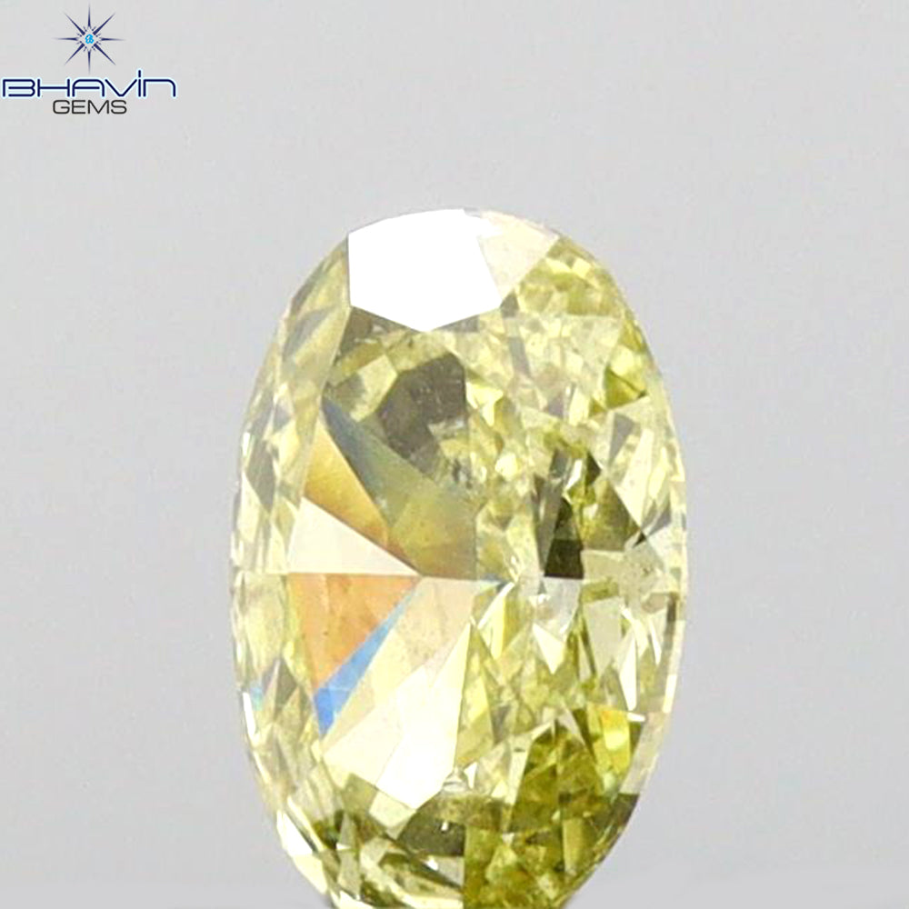 0.34 CT Oval Shape Natural Diamond Green (CHAMELEON) Color SI2 Clarity (5.36 MM)