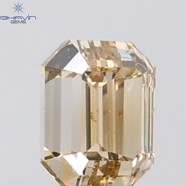 1.02 CT Emerald Diamond Natural Brown Orange Color SI1 Clarity (5.60 MM)