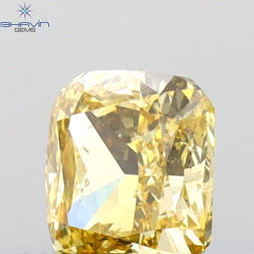 0.36 CT Cushion Shape Natural Diamond Orange (Chameleon) Color SI1 Clarity (4.15 MM)