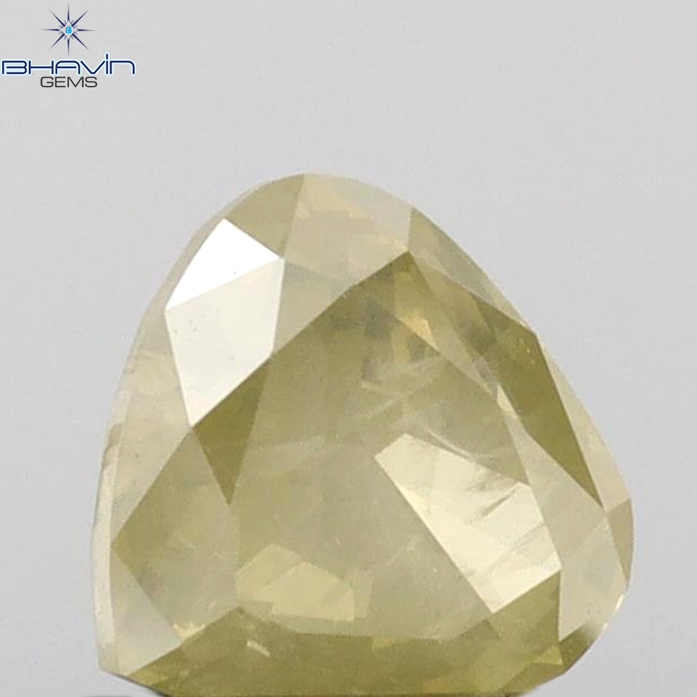 0.74 CT Heart Shape Natural Diamond Green Yellow Color I3 Clarity (5.20 MM)