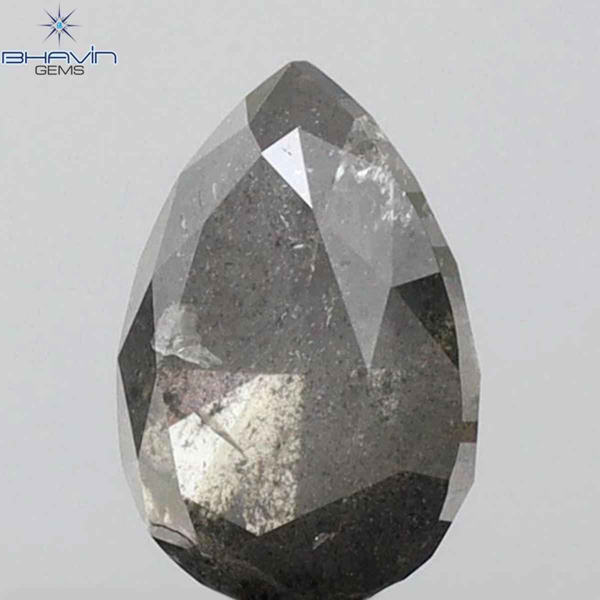 0.85 CT ペアシェイプ 天然ルースダイヤモンド ソルト＆ペッパーカラー I3 クラリティ (6.84 MM)