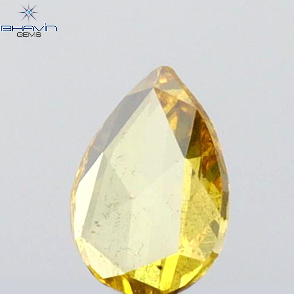 0.13 CT Pear Shape Natural Diamond Orange Yellow Color VS2 Clarity (4.41 MM)