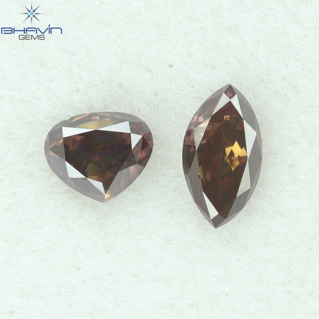 0.38 CT/2 Pcs Natural Heart & Marquise Diamond Enhanced Pink Color Clarity SI2 (4.97 MM)