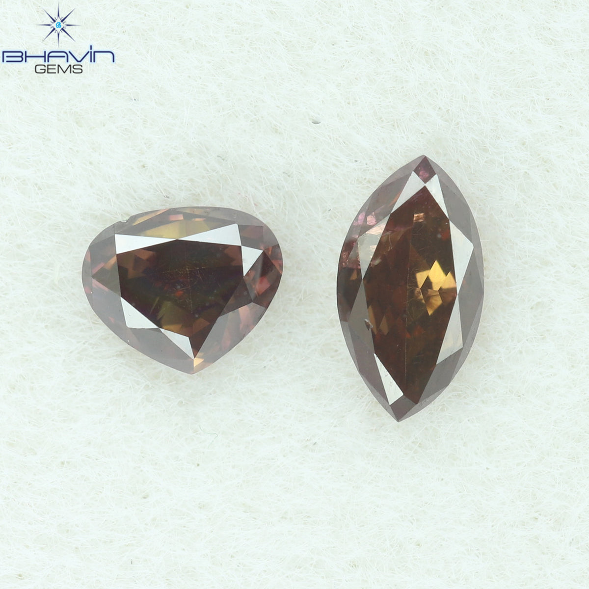 0.34 CT/3 ピース ミックス シェイプ ナチュラル ダイヤモンド グリーン ピンク カラー I1 クラリティ (4.37 MM)