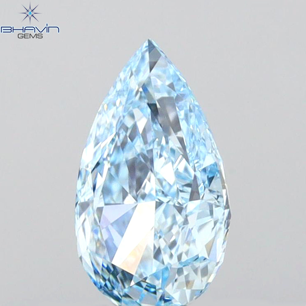 0.81 CT Pear Shape Natural Diamond Blue Color VS1 Clarity (7.68 MM)