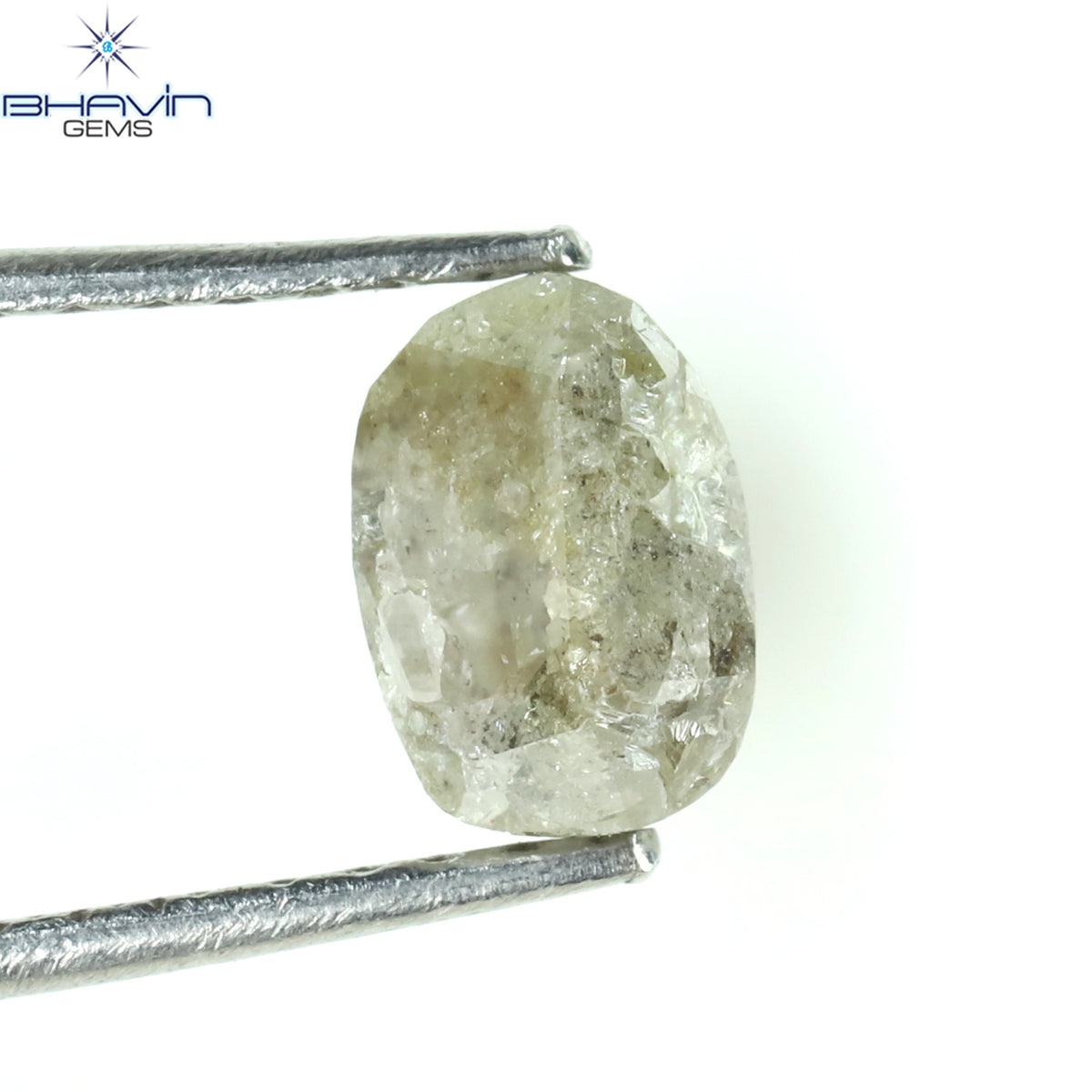 1.05 CT、ノーカット ポルキ シェイプ、天然ダイヤモンド、ブルー カラー、I3 クラリティ (5.42 MM)