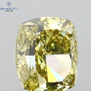 1.05 CT Cushion Diamond Brownish Greenish Yellow Color Natural Diamond VS1 Clarity (5.99 MM)