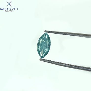 0.36 CT マーキス シェイプ ナチュラル ダイヤモンド グリーンがかったブルー カラー SI1 クラリティ (6.85 MM)