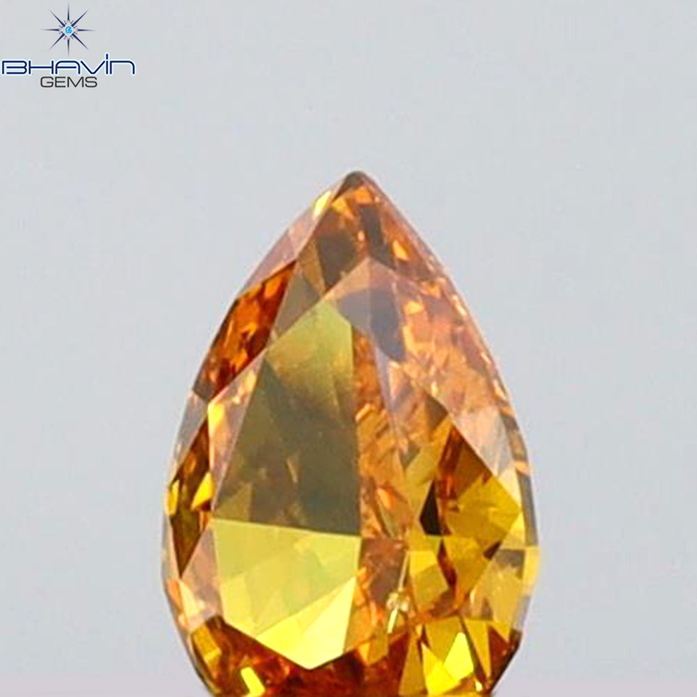 0.16 CT Pear Shape Natural Diamond Orange Color VS1 Clarity (4.31 MM)