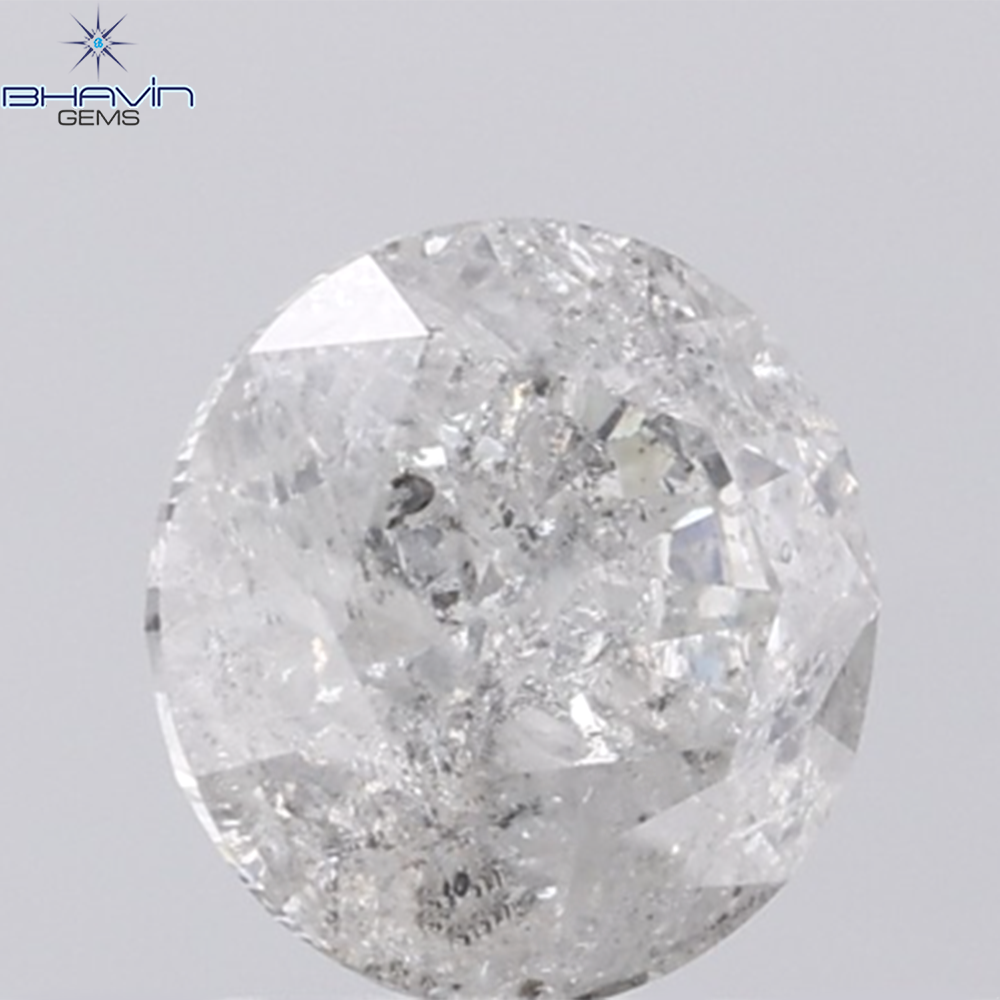 0.44 CT ラフシェイプ ナチュラル ダイヤモンド ブラック グレー (ソルト アンド パッパー) カラー I3 クラリティ (4.95 MM)