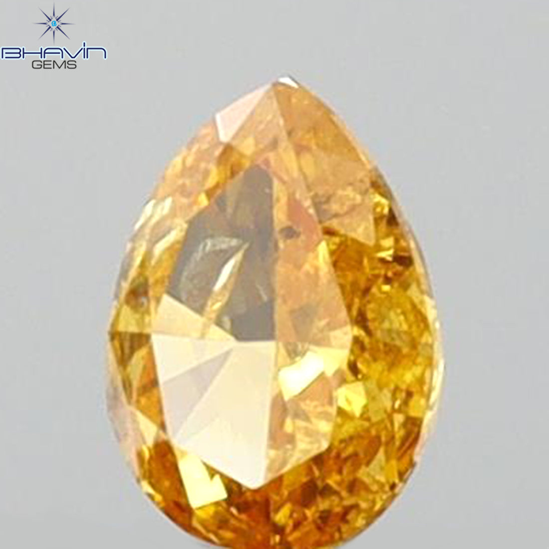 0.10 CT Natural Pear Diamond Vivid Orange Color Clarity SI2 (3.63 MM)