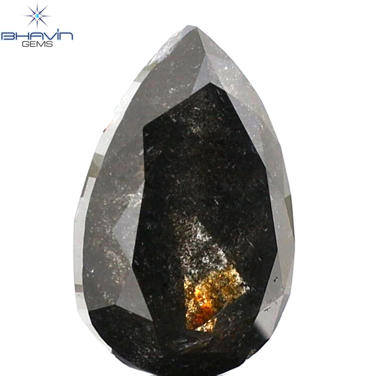 1.96 CT ペアシェイプ 天然ルースダイヤモンド ソルト＆ペッパーカラー I3 クラリティ (9.41 MM)