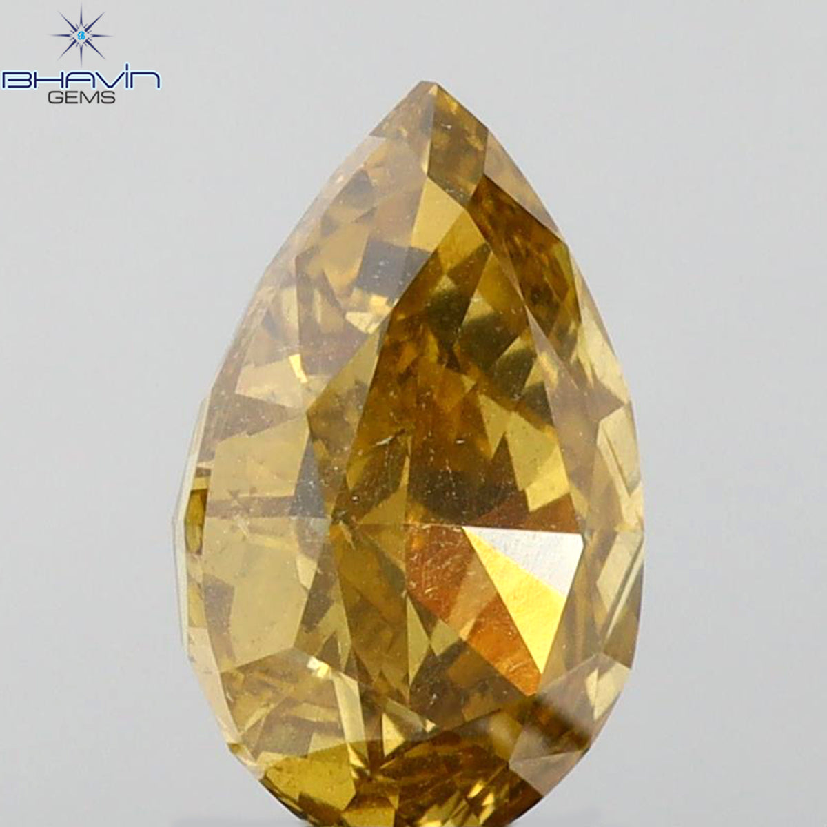 GIA認定 2.10 CT ペアシェイプ天然ダイヤモンド ブラウンイエローカラー I1 クラリティ (10.26 MM)