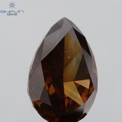 0.51 CT Pear Shape Natural Diamond Red Brown Color SI1 Clarity (6.26 MM)