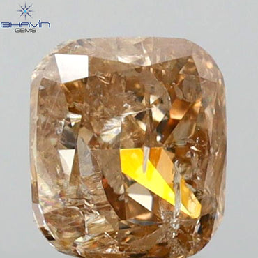 0.91 CT Cushion Shape Natural Diamond Brown Pink Color I2 Clarity (5.37 MM)
