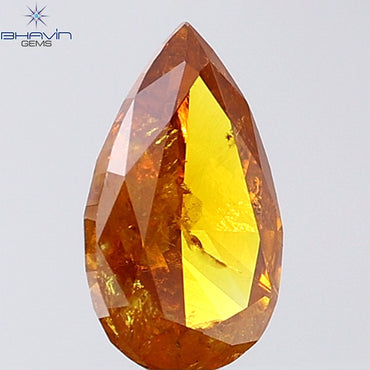 1.10 CT Pear Shape Natural Diamond Orange Color SI2 Clarity (7.79 MM)