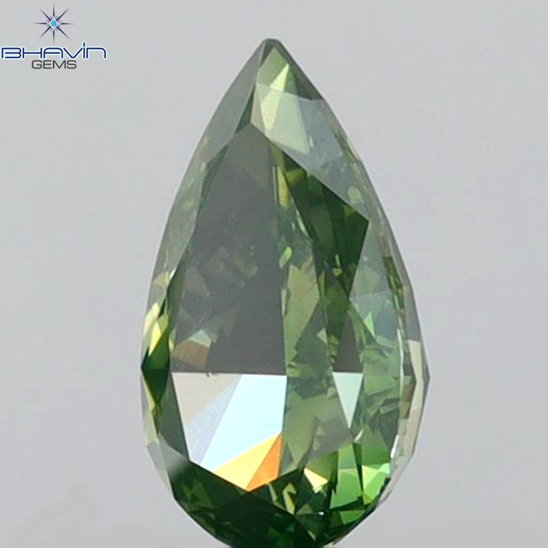0.61 CT Natural Pear Diamond Enhanced Vivid Green Color Clarity VS2 (7.22 MM)