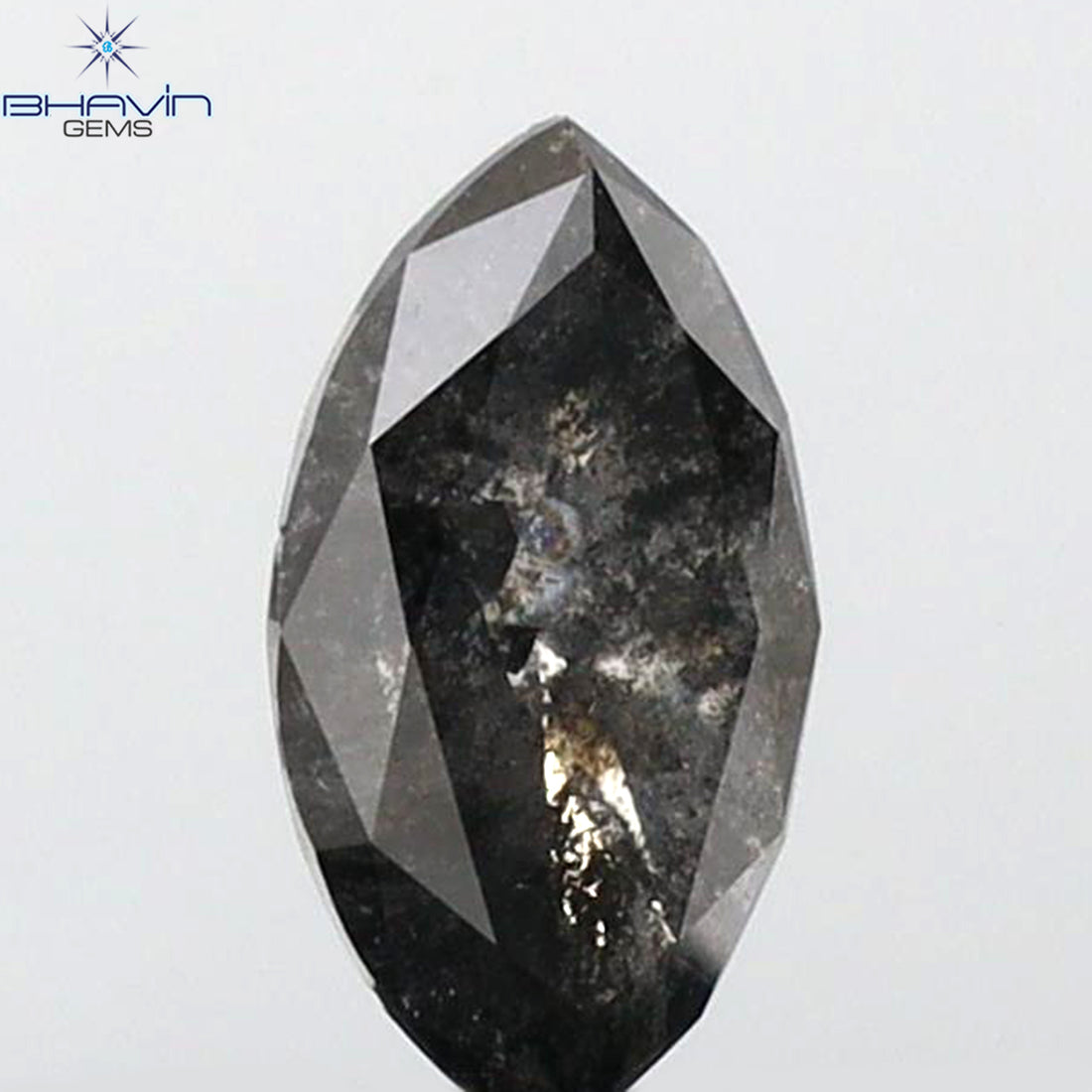 0.46 CT マーキスシェイプ 天然ルースダイヤモンド ソルトアンドペッパーカラー I3 クラリティ (7.07 MM)