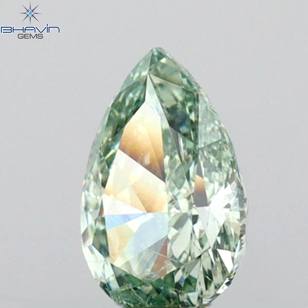 0.23 CT ペアシェイプ ナチュラル ダイヤモンド グリーン カラー I2 クラリティ (6.27 MM)
