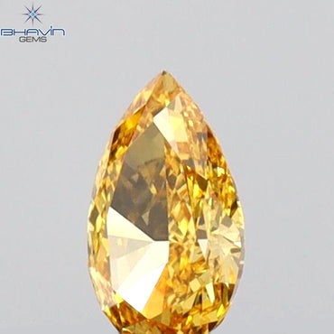 0.21 CT Pear Shape Natural Diamond Orange Color VS1 Clarity (5.08 MM)