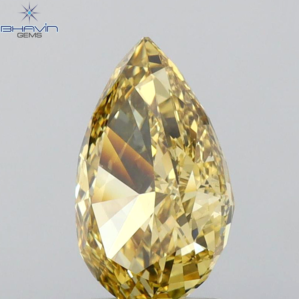 GIA Certified 1.71 CT Pear Diamond Brown Yellow Color Natural Diamond (9.82 MM)