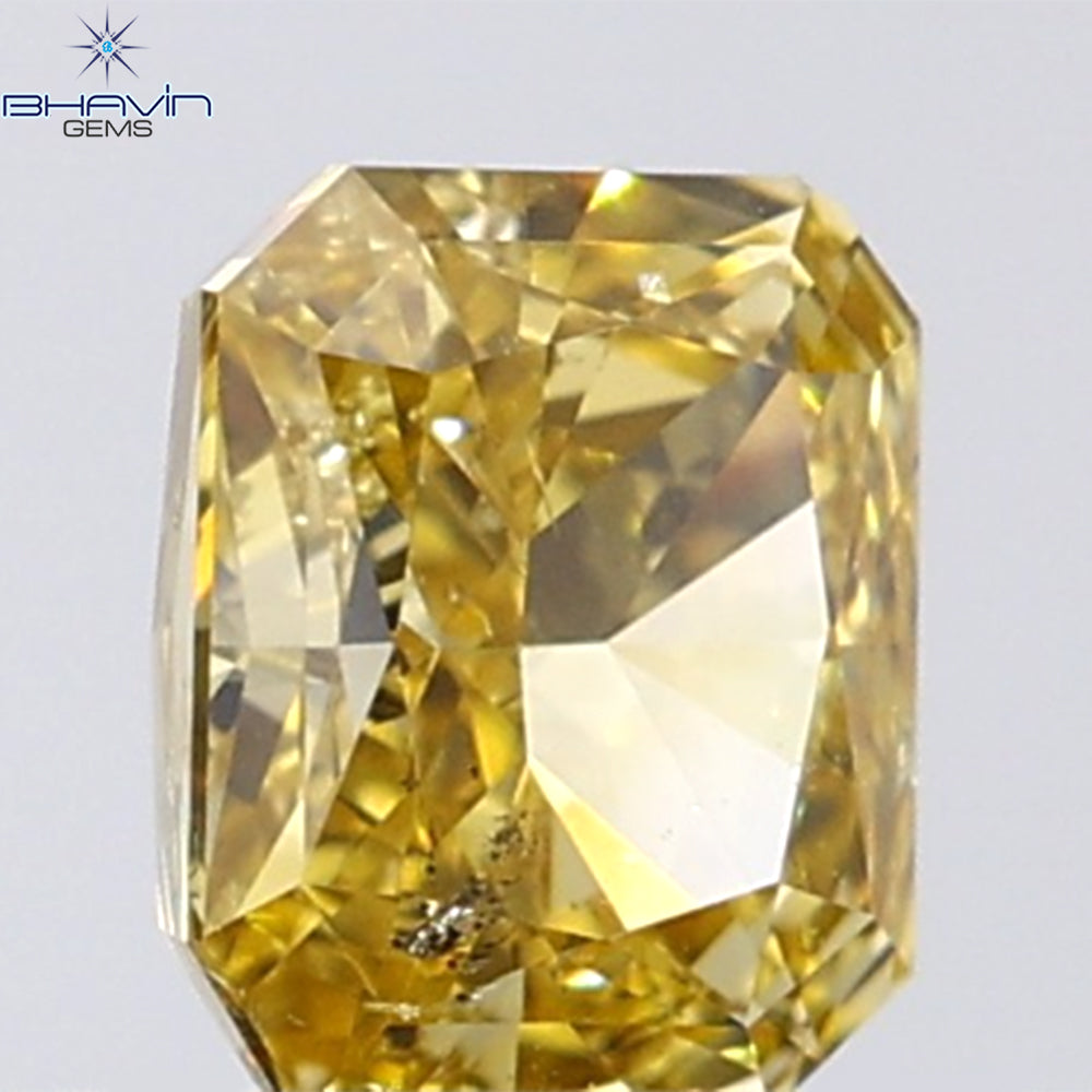 0.63 CT Radiant Shape Natural Diamond Orange Color SI1 Clarity (5.13 MM)