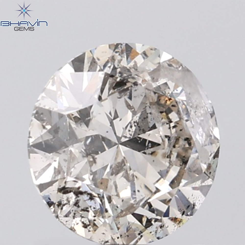 0.44 CT ラフシェイプ ナチュラル ダイヤモンド ブラック グレー (ソルト アンド パッパー) カラー I3 クラリティ (4.95 MM)