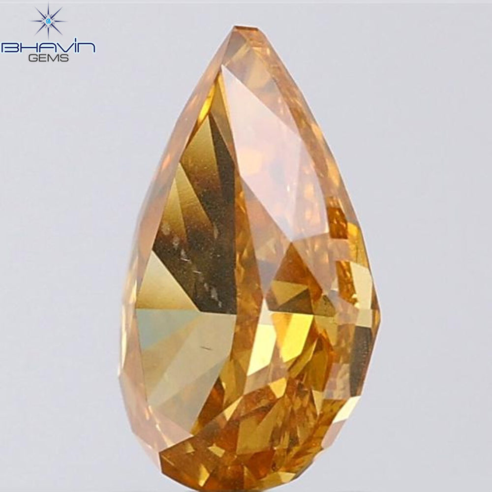 1.03 CT Pear Shape Natural Diamond Orange Color SI1 Clarity (8.13 MM)