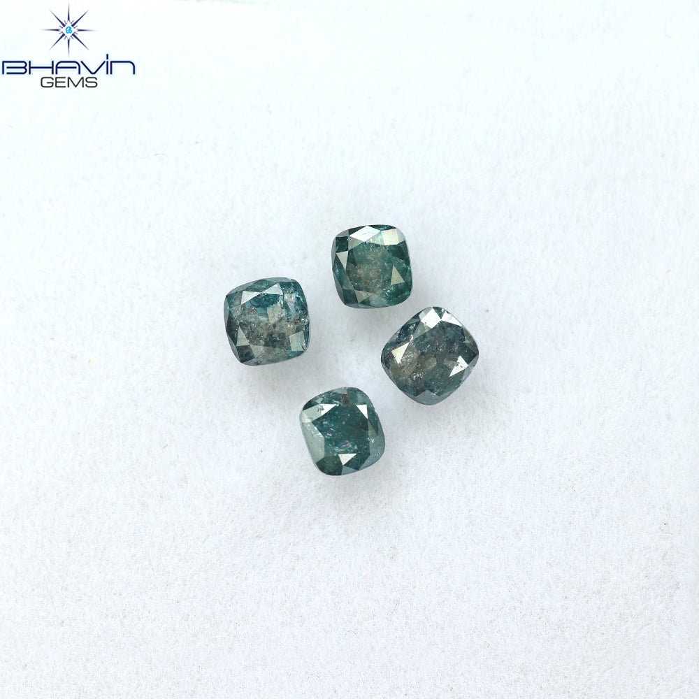 1.07 CT/4個 クッションダイヤモンド 天然ダイヤモンド ブルーダイヤモンド クラリティ I3 (3.85 MM)