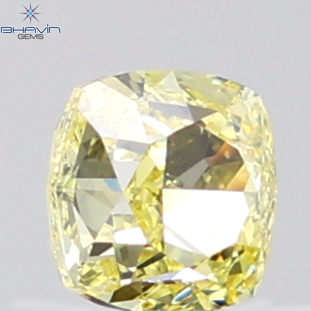 GIA Certified 1.00 CT Cushion Diamond Natural Yellow Color VVS2 Clarity (5.29 MM)
