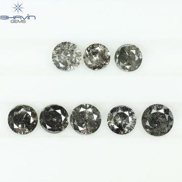 1.28 CT/8 Pcs Round Shape Natural Loose Diamond Salt And pepper Color I3 Clarity (3.50 MM)