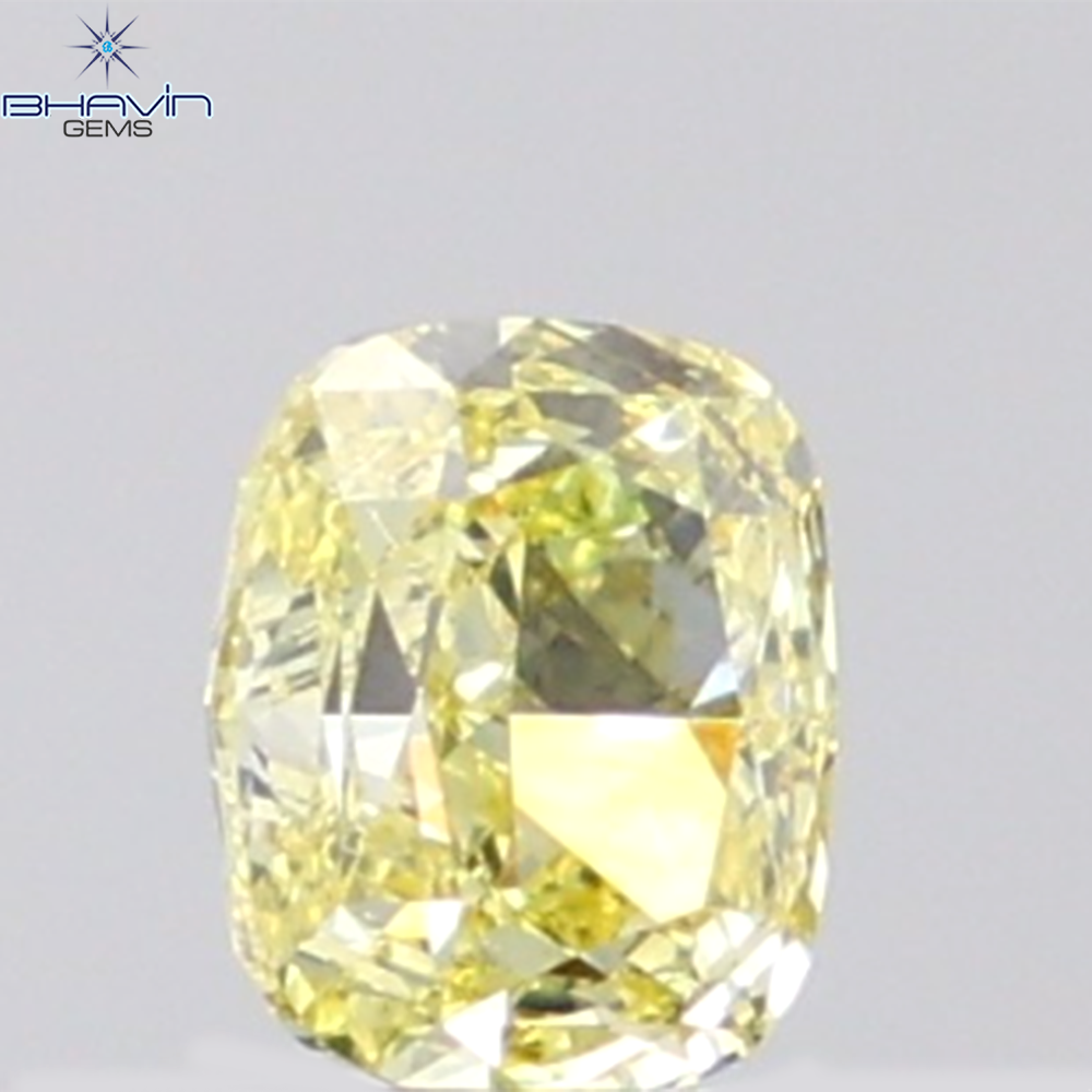 GIA Certified 0.60 CT Cushion Diamond Natural Yellow Color VS1 Clarity (5.21 MM)
