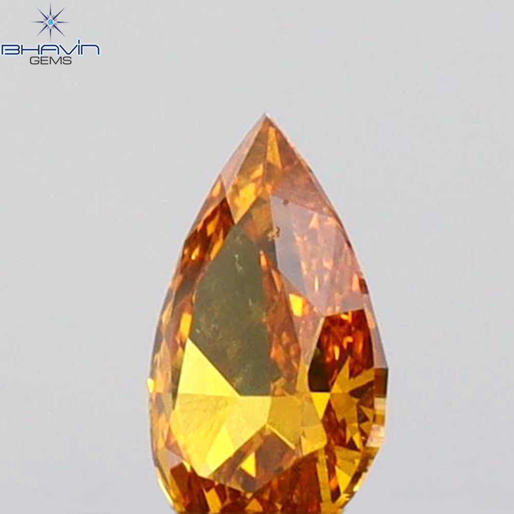 0.21 CT Pear Shape Natural Diamond Orange Color VS1 Clarity (5.04 MM)