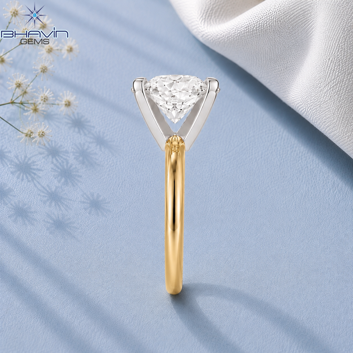 Lab Grown Radiant Diamond Two-Tone Solitaire Engagement Ring